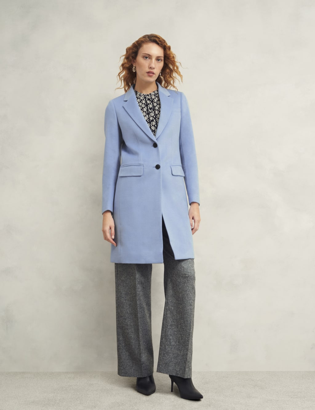 Hobbs Female Pure Wool Longline Tailored Coat - 14REG - Blue, Blue
