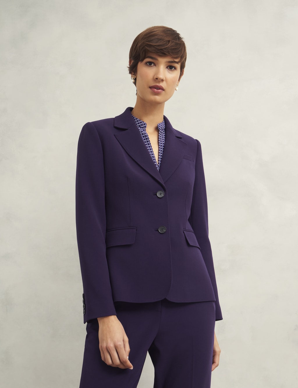 Hobbs Female Single Breasted Tailored Blazer - 10 - Purple, Purple