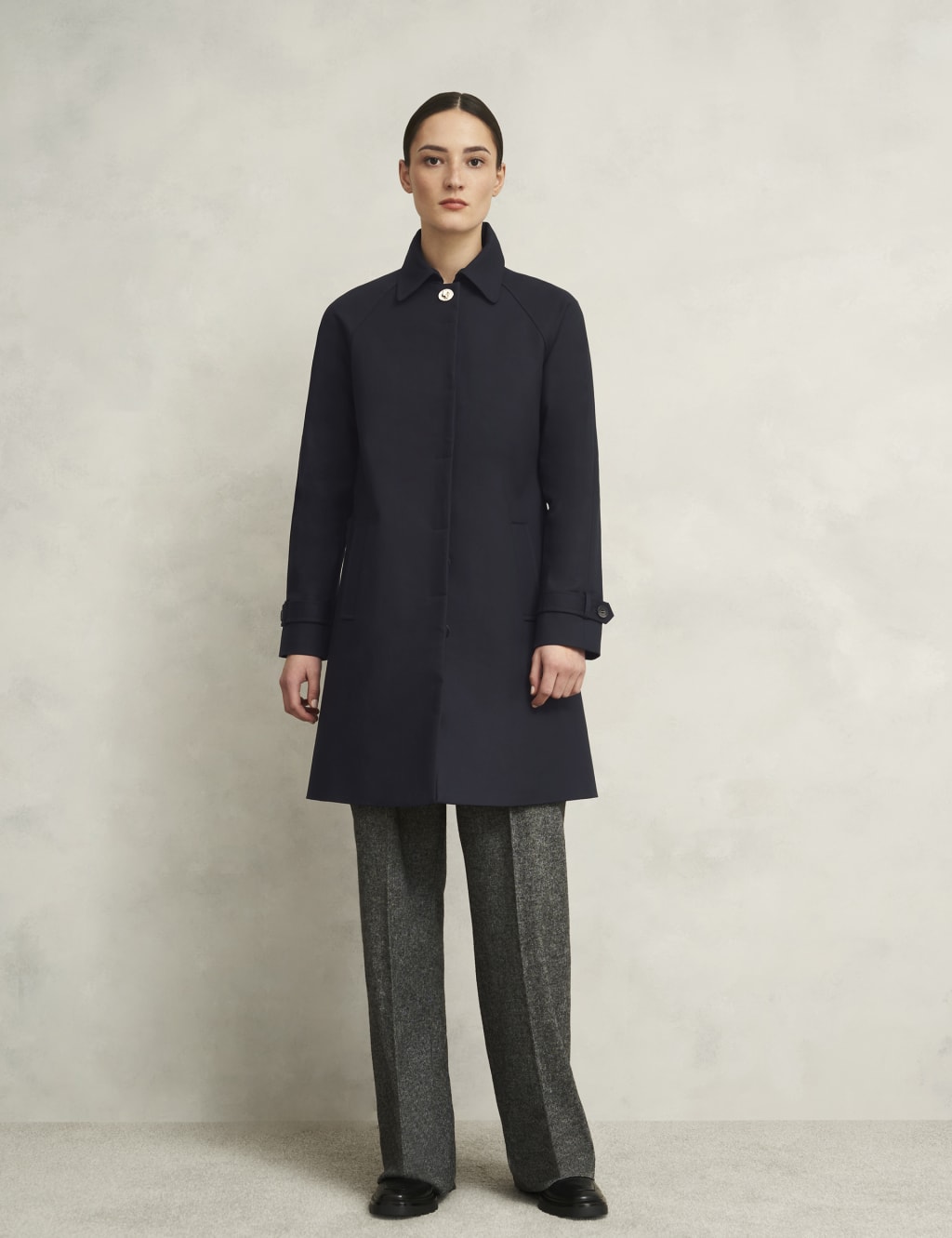 Hobbs Female Cotton Rich Single Breasted Trench Coat - 10 - Navy, Navy,Green