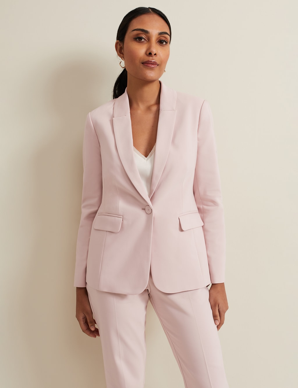 Phase Eight Female Cotton Blend Single Breasted Blazer - 12REG - Pink, Pink