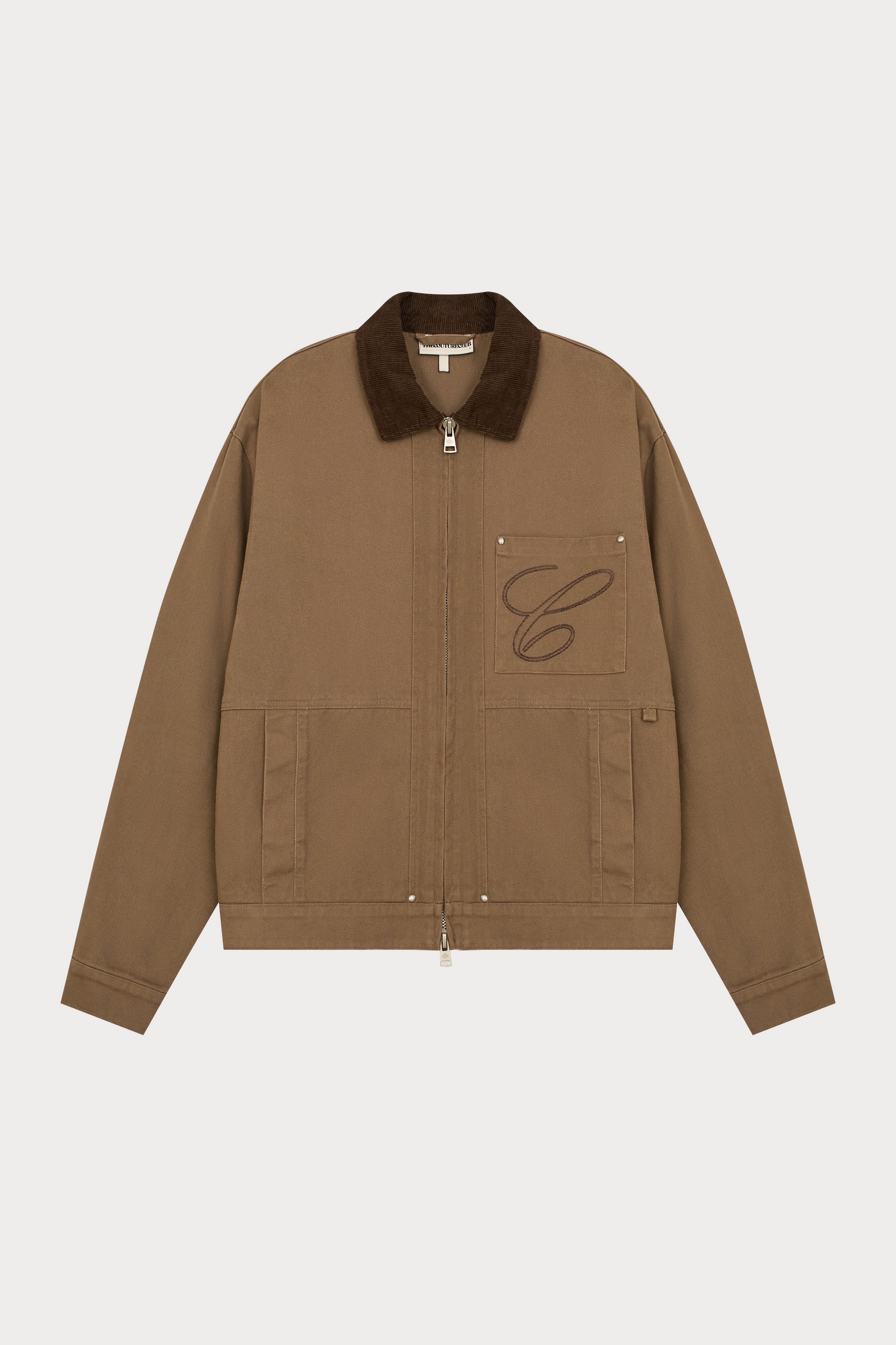 Twill Contrast Collar Jacket - Washed Brown