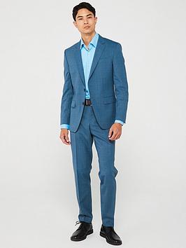 Boss Huge Slim Fit Worsted Stretch Wool Suit - Navy