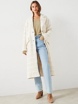 Boss Covallina Textured Single Breasted Coat - Off-White