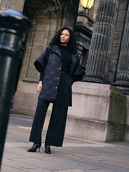 Barbour Astor Quilted Cape Jacket - Black