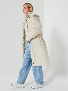 Calvin Klein Jeans Padded Hooded Parka Jacket - Cream
