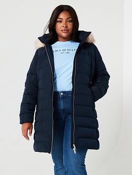 Tommy Hilfiger Plus Tyra Heritage Coat With Fur - Navy