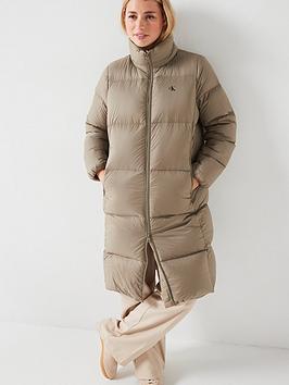 Calvin Klein Jeans Down Maxi Length Padded Jacket - Beige