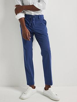 Boss P-Genius Drawstring Performance Stretch Slim Fit Suit Trousers - Blue