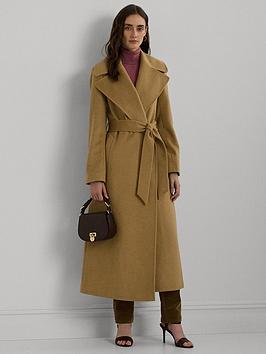 Lauren By Ralph Lauren Wool Wrap Coat - Brown