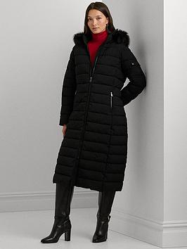 Lauren By Ralph Lauren Longline Padded Coat - Black
