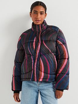Ps Paul Smith Swirl Print Padded Coat - Blue