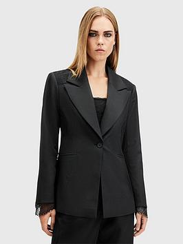 Allsaints Lacey Tailored Lace Trim Blazer - Black