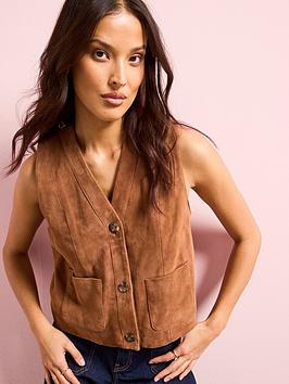 Mint Velvet Suede Waistcoat - Tan