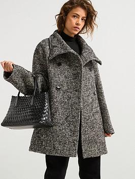 Mango Double-Breasted Marbled Coat - Grey