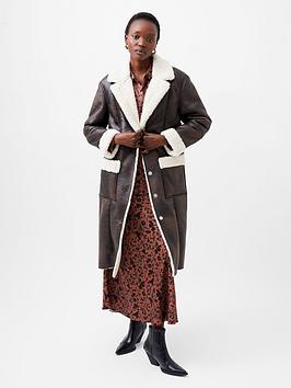 French Connection Faux Shearling Coat - Brown
