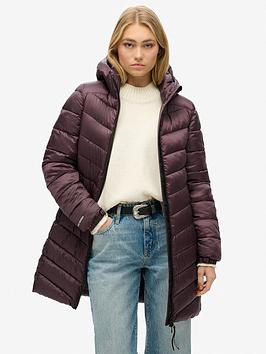 Superdry Fuji Midi Padded Coat - Purple