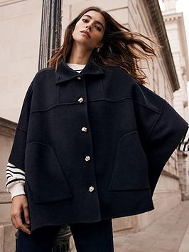 Mint Velvet Double Faced Cape - Navy
