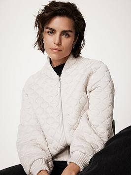 Mint Velvet Quilted Cotton Blend Jacket - Cream