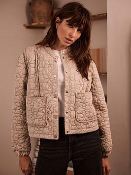 Mint Velvet Beige Washed Quilted Jacket