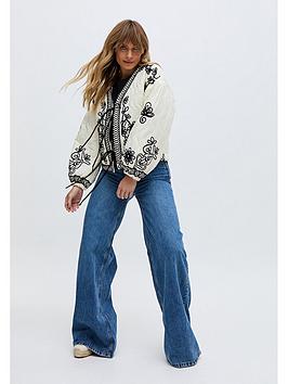 Raffya Fran Quilted All Over Embroidered Jacket - White