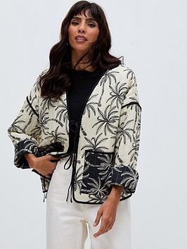 Raffya Felicity Palm Print Reversible Jacket - Multi