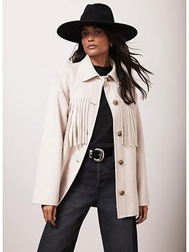 Mint Velvet Neutral Tassel Detail Jacket - Beige