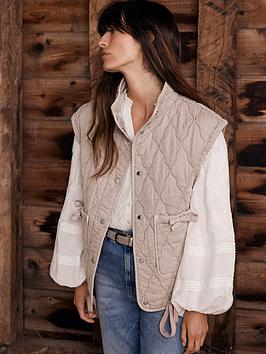 Mint Velvet Washed Quilted Gilet - Pink