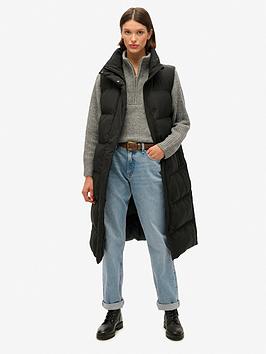 Superdry Longline Puffer Gilet - Black