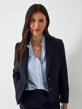 Crew Clothing Linen Blend Blazer - Navy