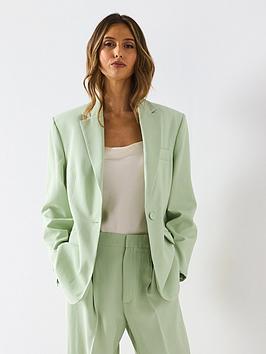 Mango Straight-Fit Suit Jacket - Green