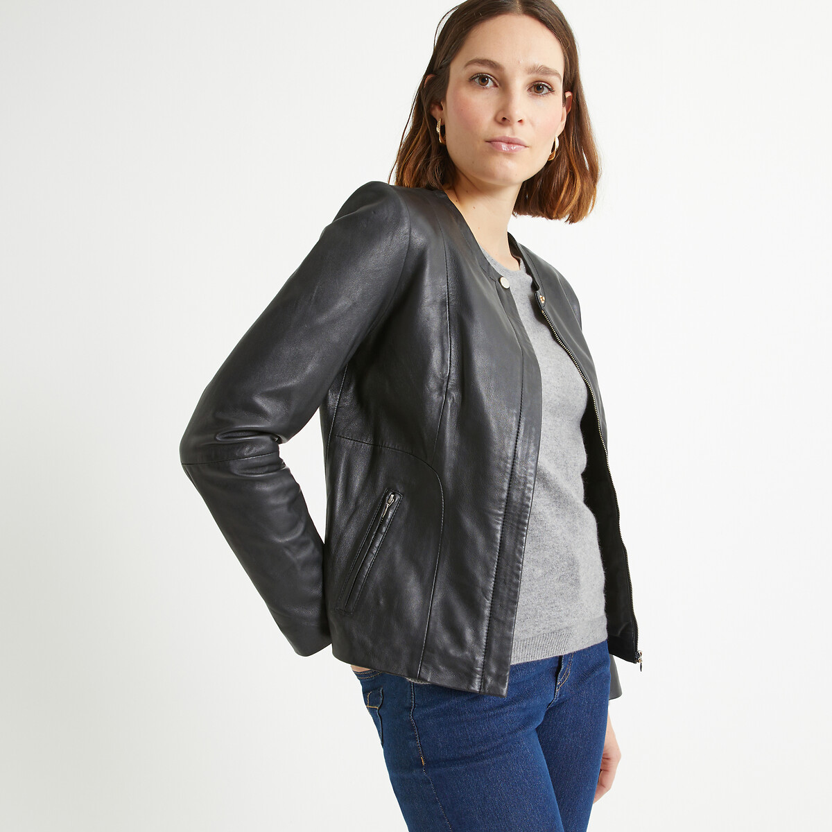 Leather Cropped Jacket