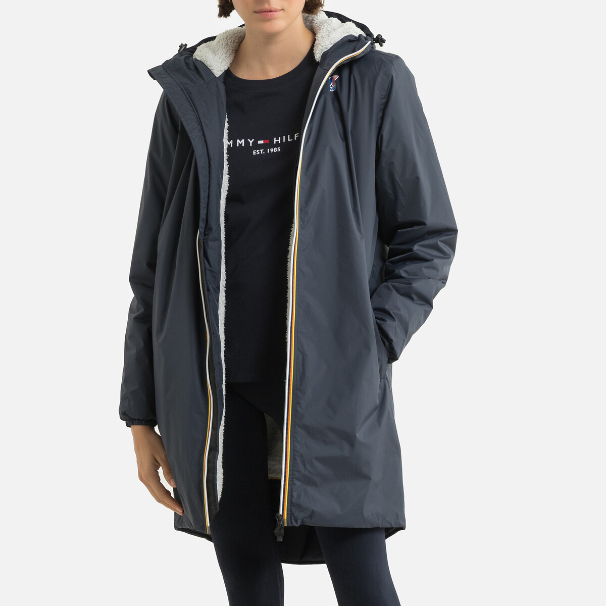 Le Vrai 3.0 Eiffel Orsetto Mid-Length Parka with Zip Fastening and Hood