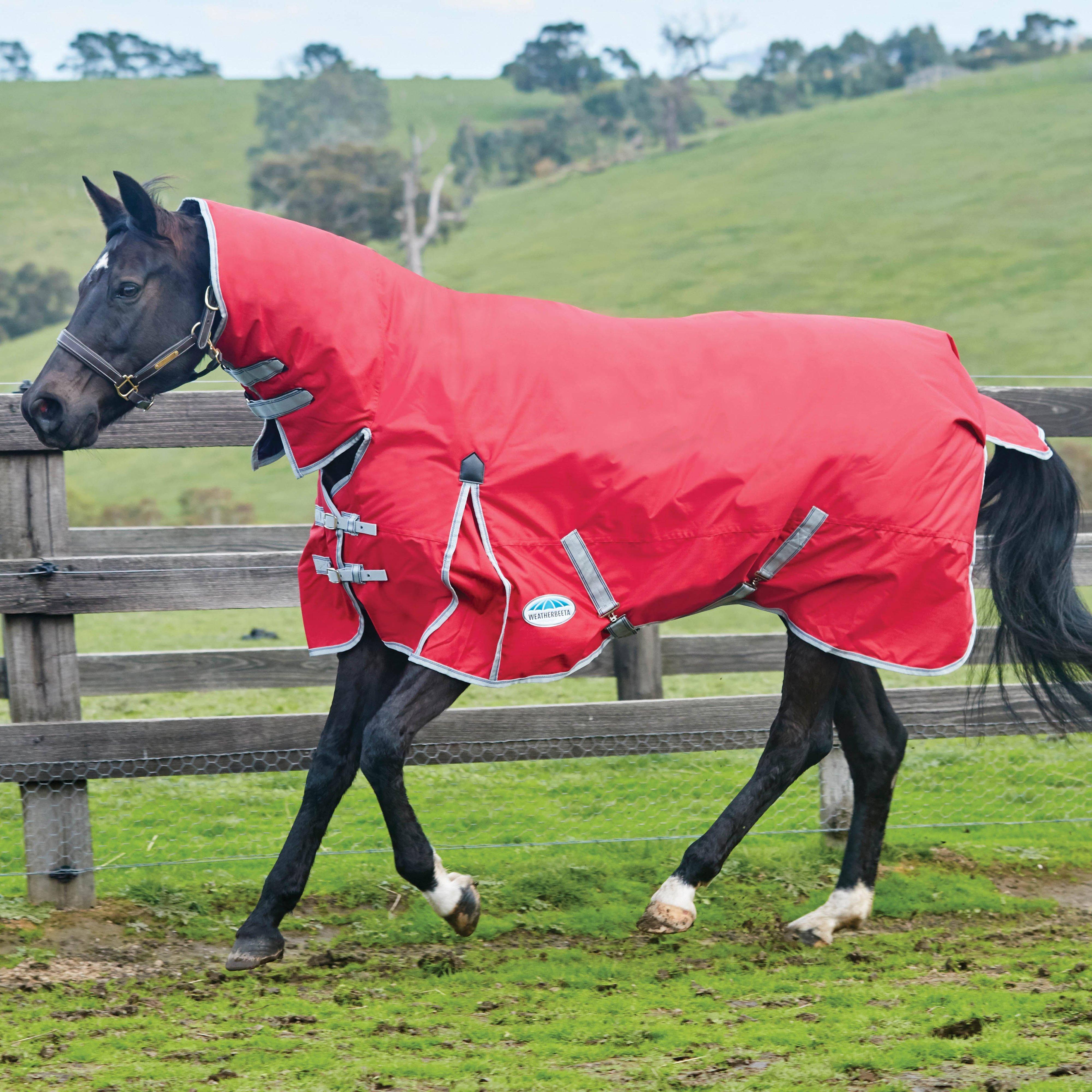 WeatherBeeta ComFiTec Classic Combo Neck 220g Medium Weight Turnout Rug, Red