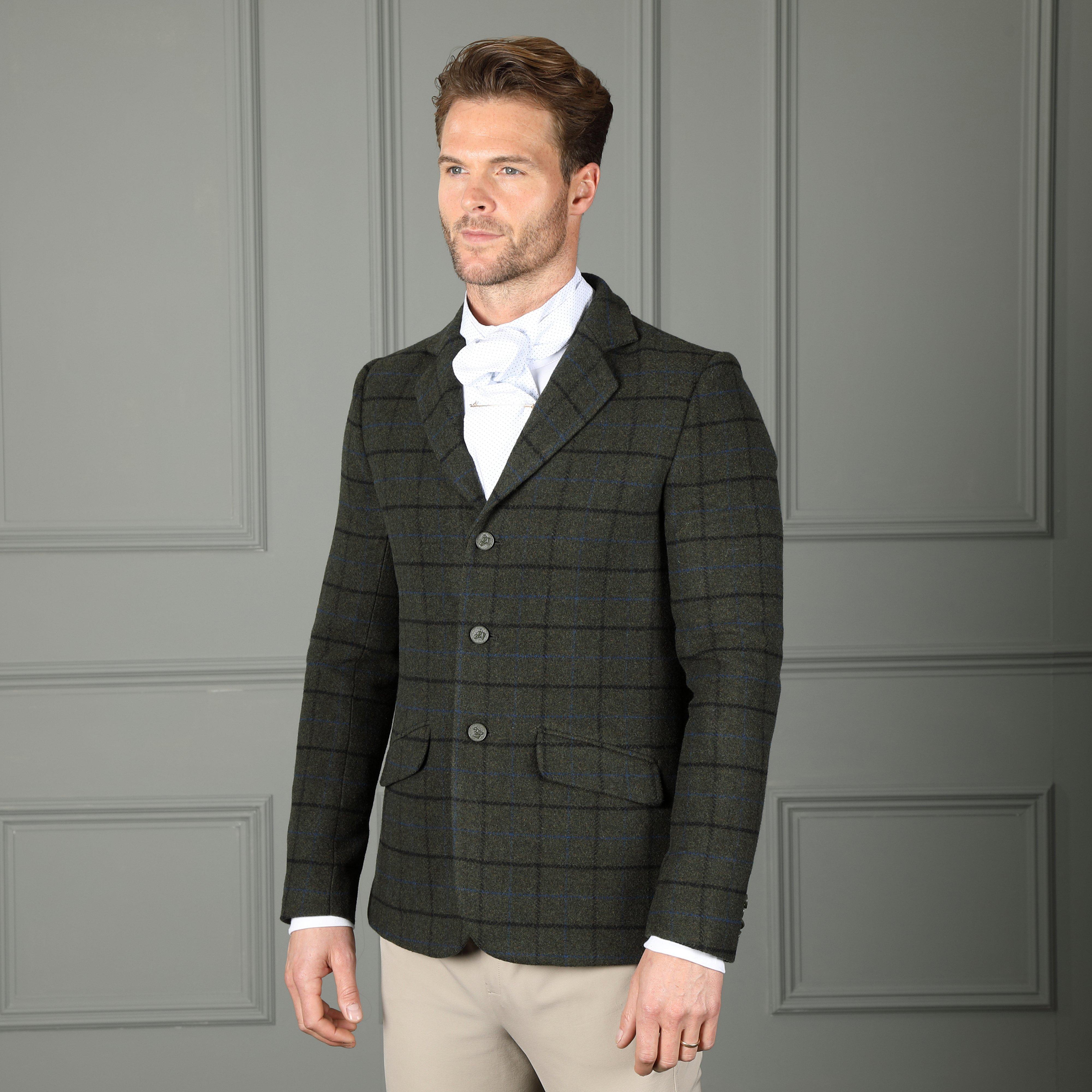 Aubrion Men's Saratoga Tweed Jacket Dark Green Check, Green