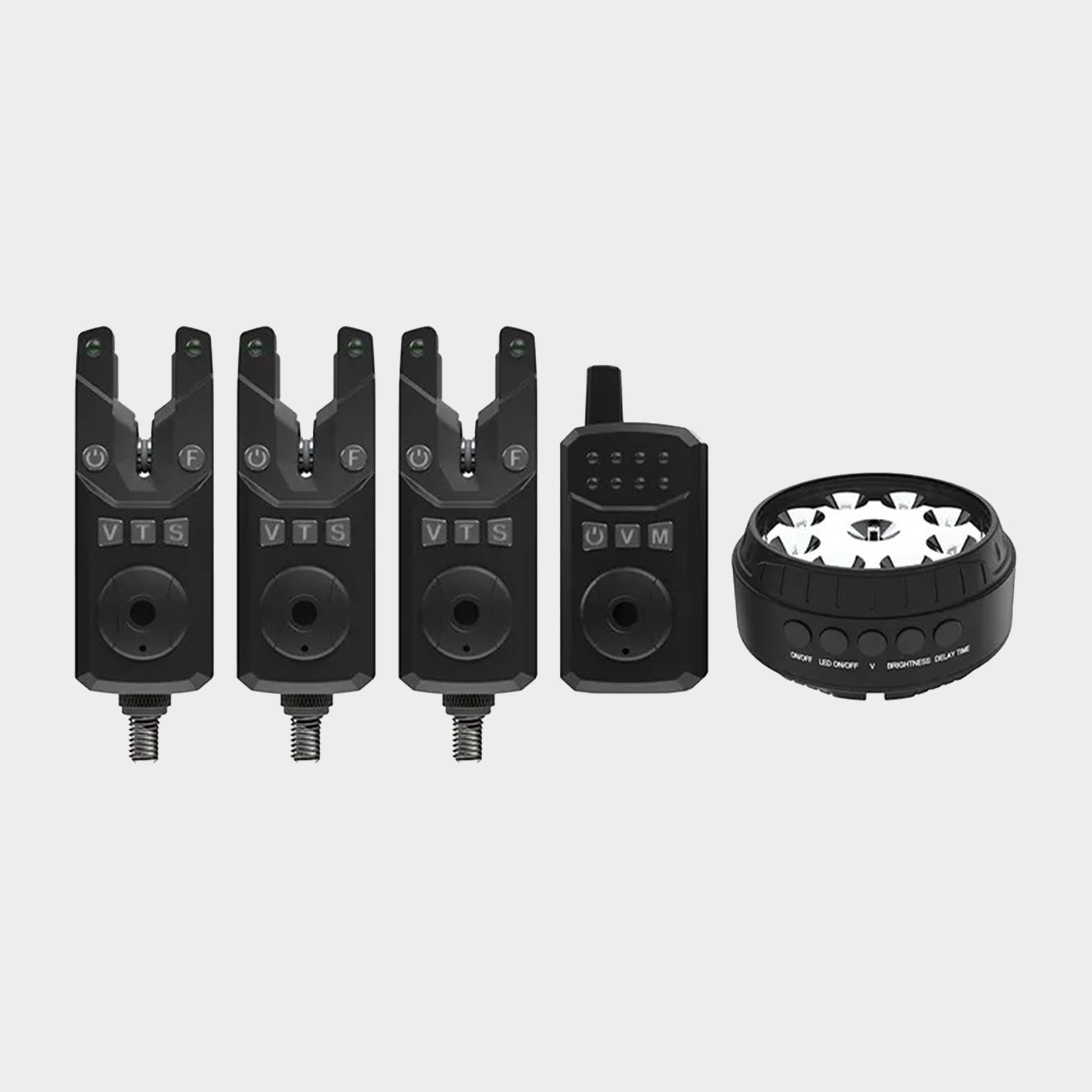 Sonik SKS2 3+1 Bite Alarm Set and Bivvy Lamp, Black