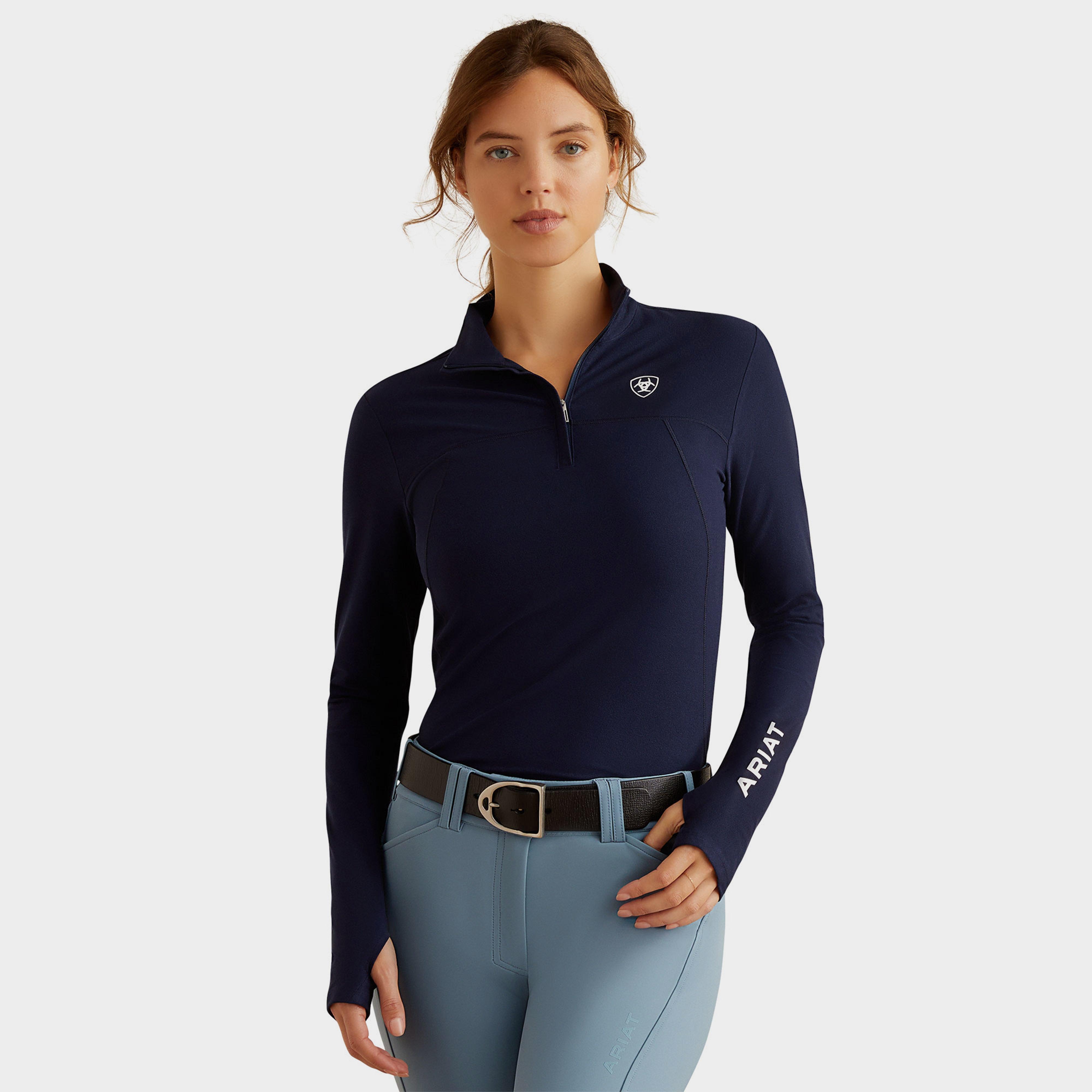 Ariat Womens Lowell 3.0 1/4 Zip Base Layer Navy Eclipse, Blue