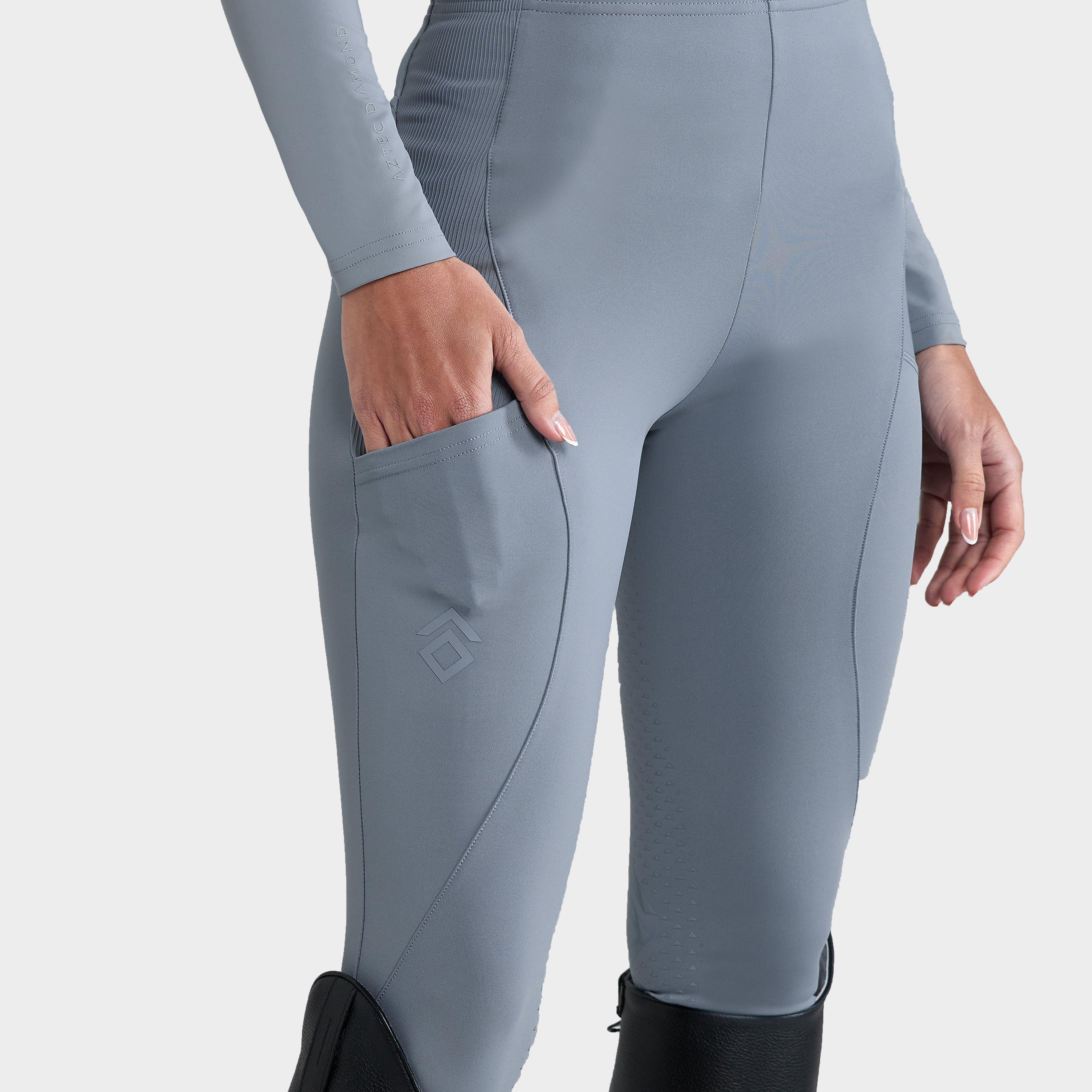 Aztec Diamond Women's Core Full Seat Riding Leggings Ash Blue, Blue
