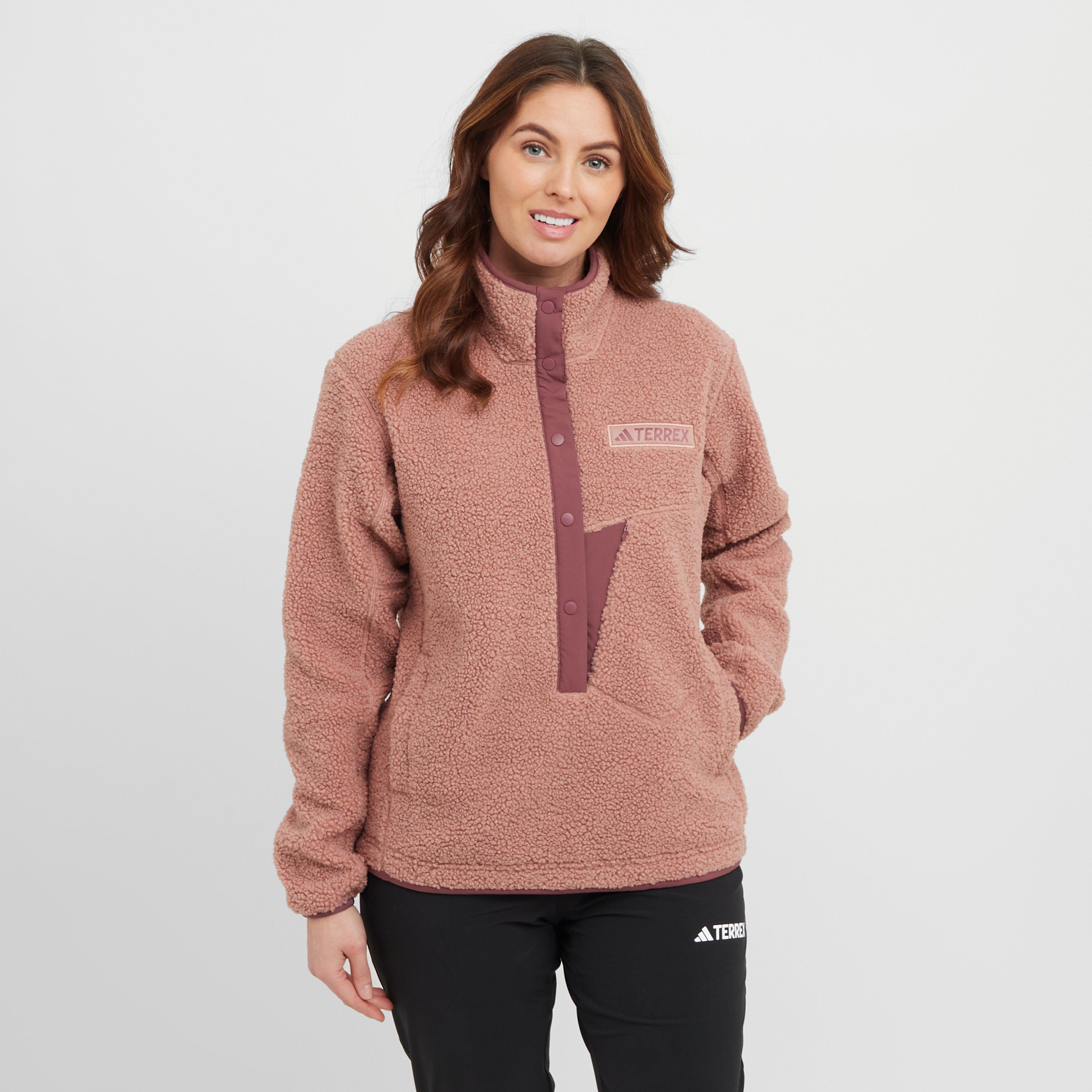 adidas Terrex Women's Xploric High Pile Fleece Pullover Sweatshirt, Pink