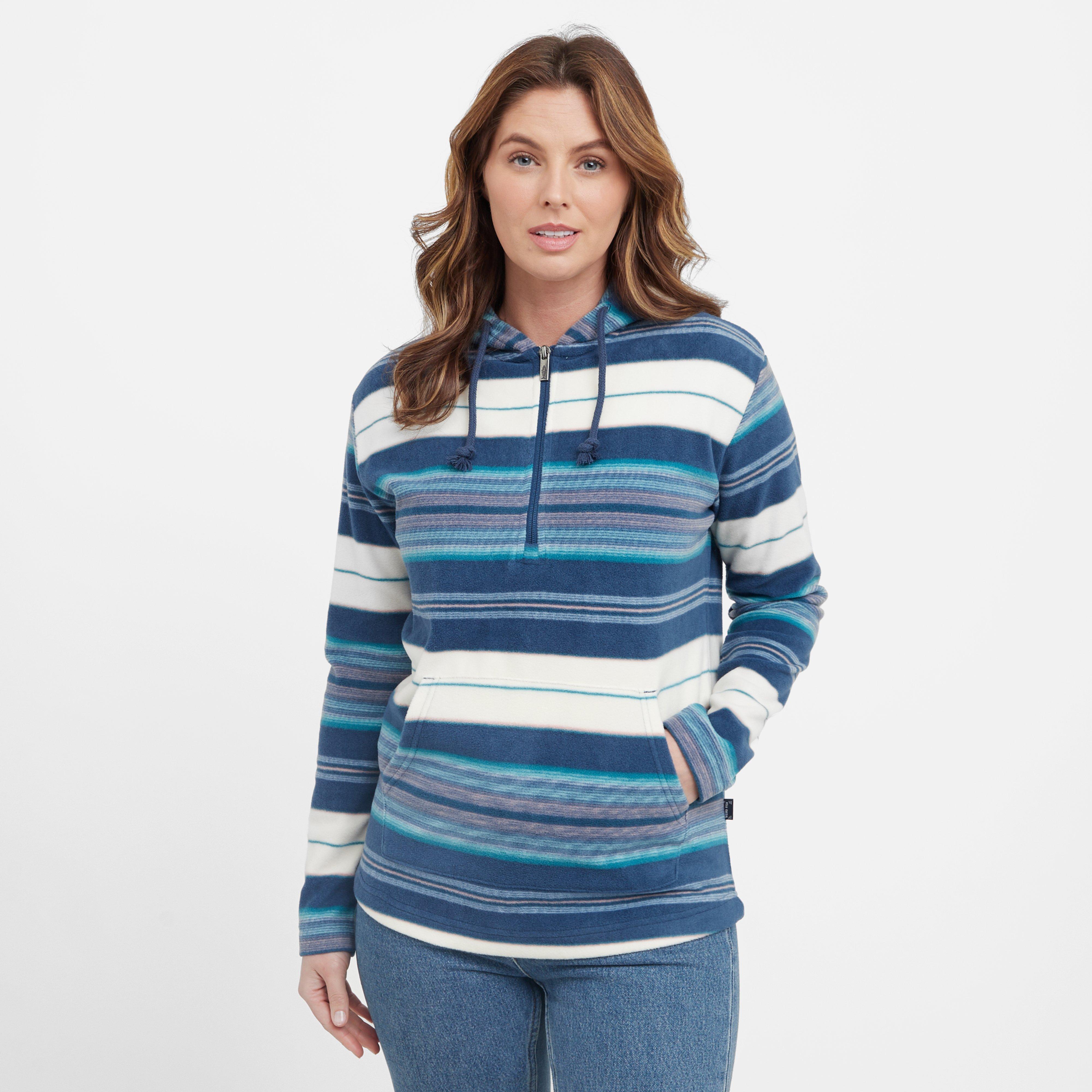 Weird Fish Women's Lana Stripe Fleece, Blue