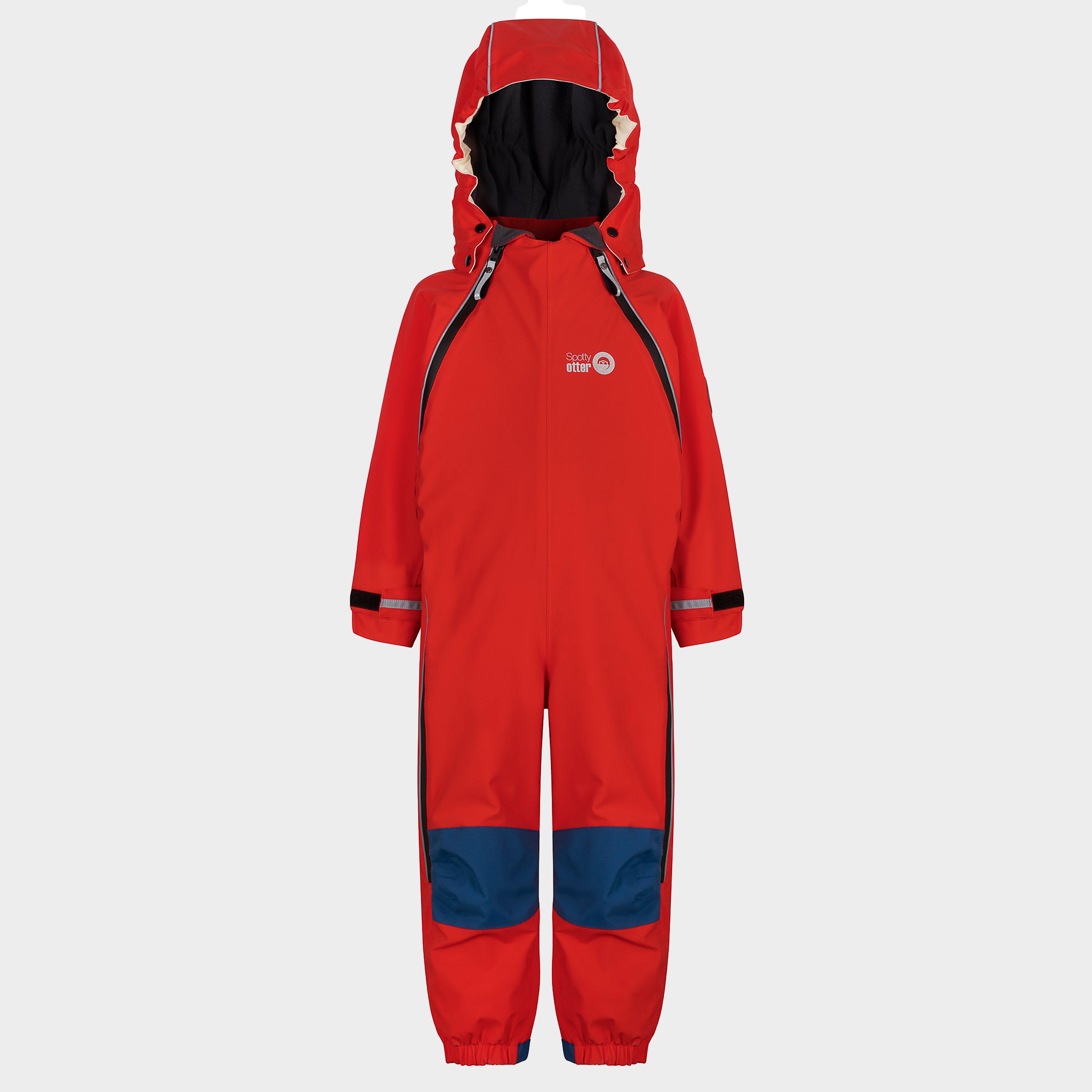 Spotty otter Kids' Patrol Fleece Lined Waterproof Suit, Red