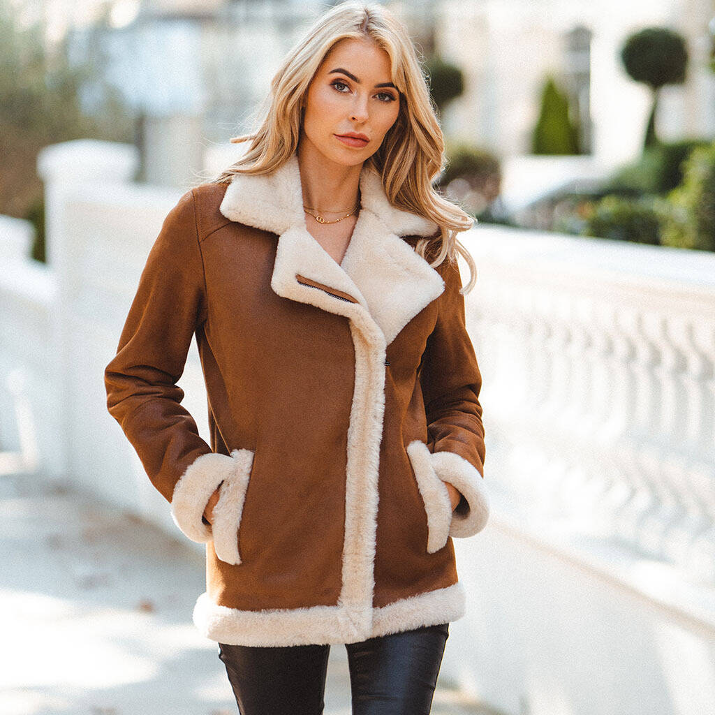 Concker Shearling Coat, Brown