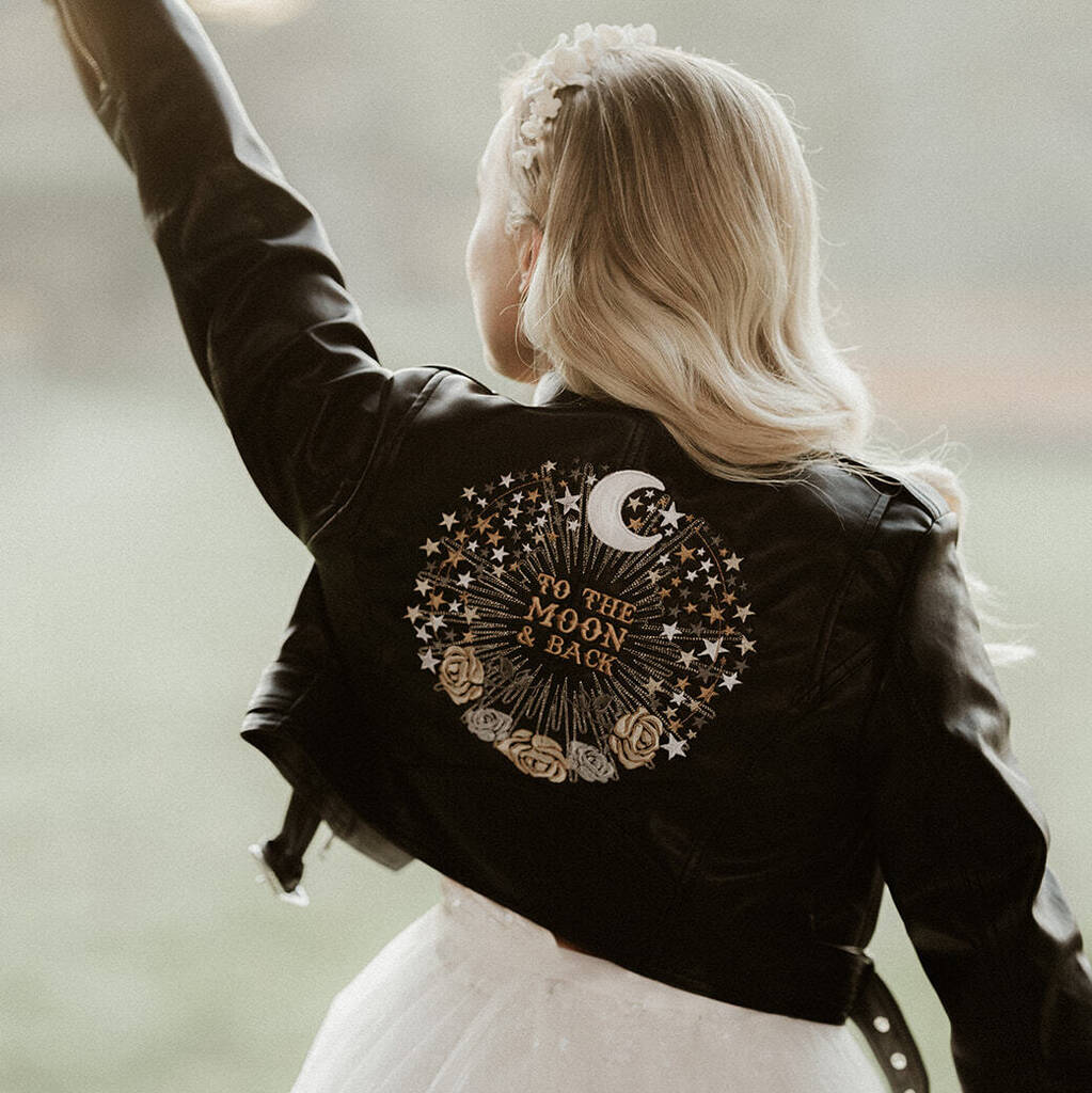 Leather Wedding Jacket To The Moon And Back, Black