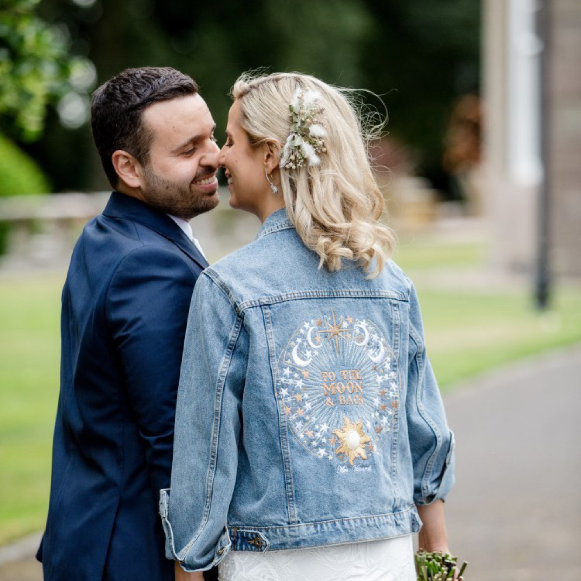 Custom Denim Jacket To The Moon And Back, Blue