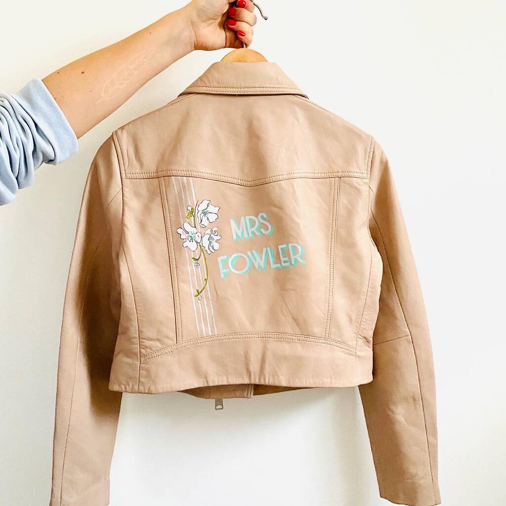 Customised Painting Onto Bespoke Leather Jacket, Black