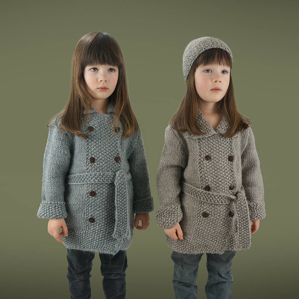 Girls Handmade Double Moss Coat, Brown