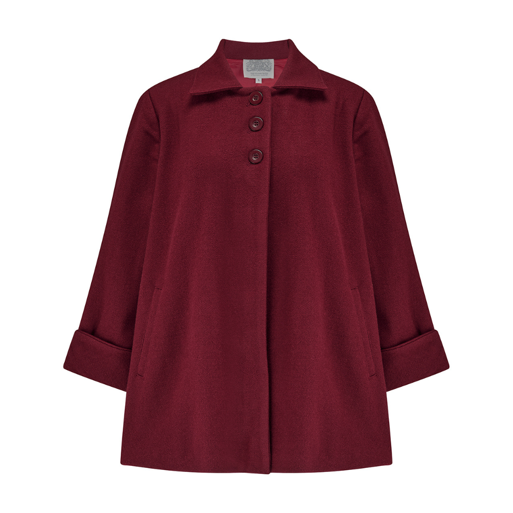 Swing Jacket In Wine Vintage 1940s Style, Red