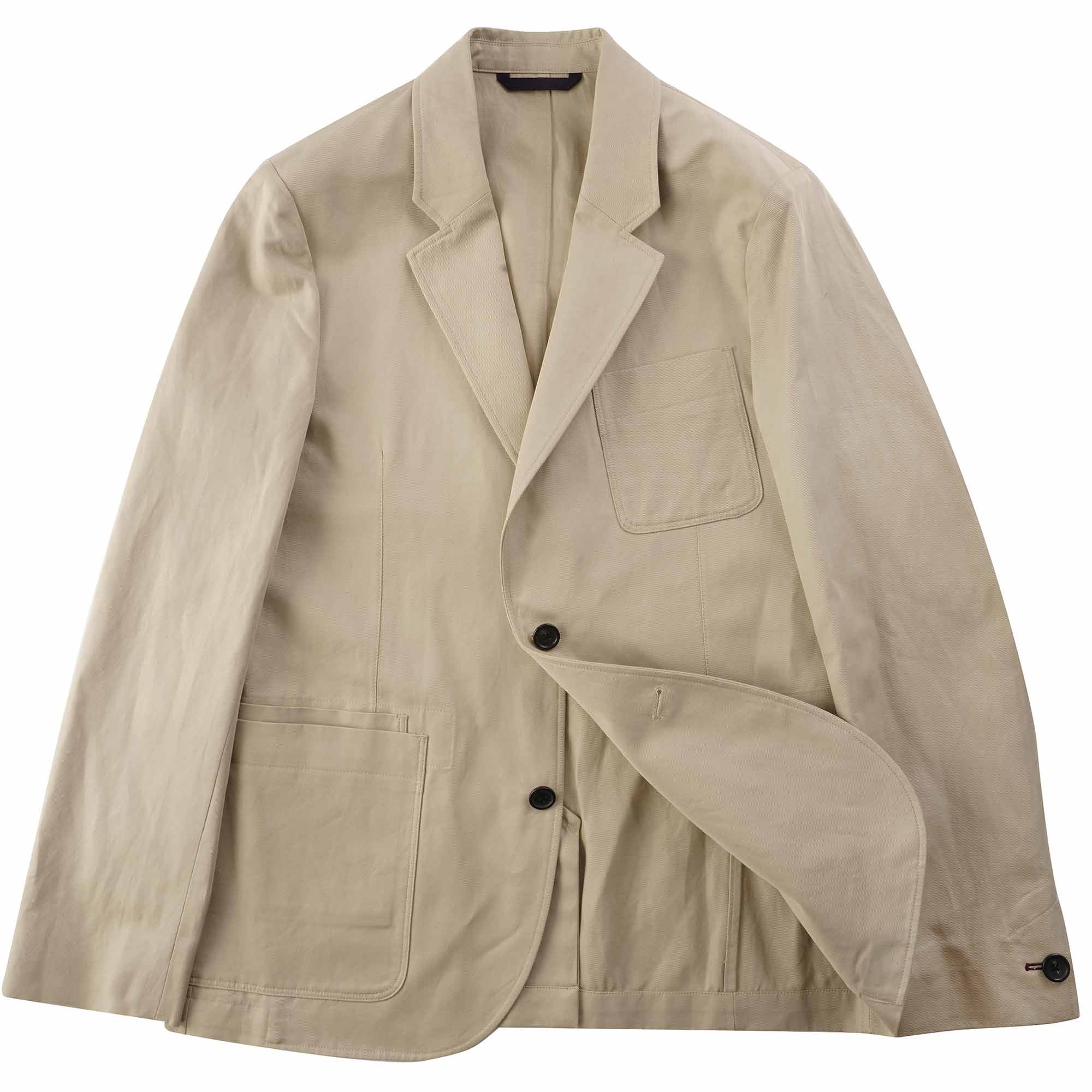 Cotton-Linen Twill Patch-Pocket Blazer - Beige