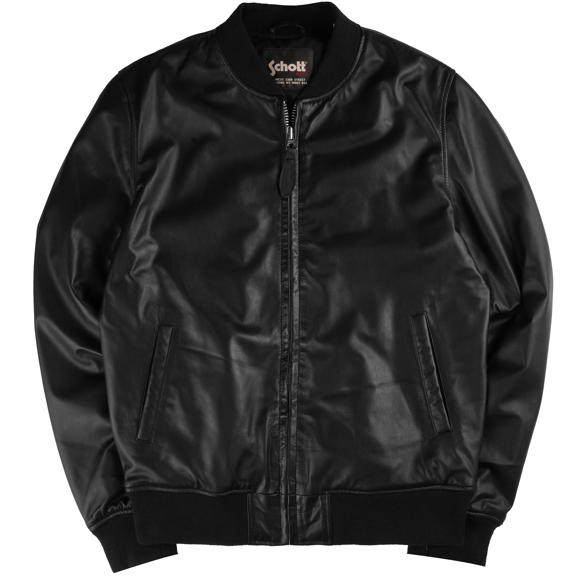 Leather Bomber Jacket - Black
