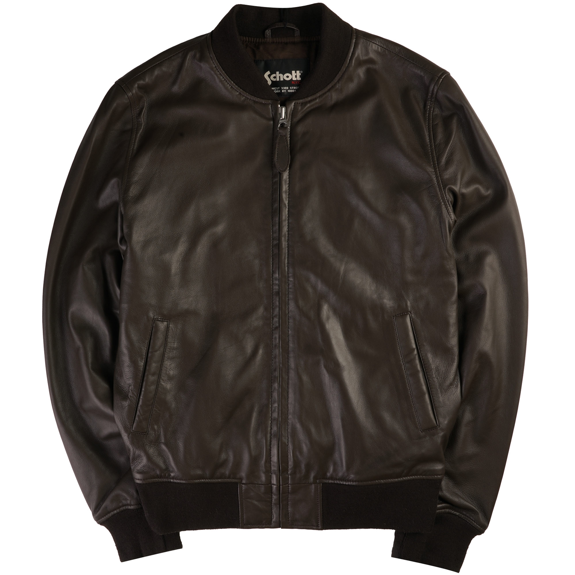Leather Bomber Jacket - Brown